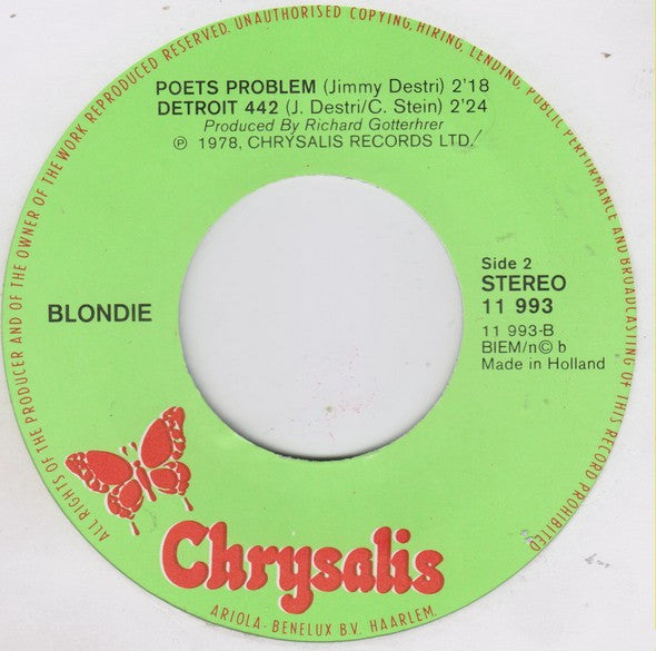 Blondie : I'm Always Touched By Your Presence, Dear (7", Single)