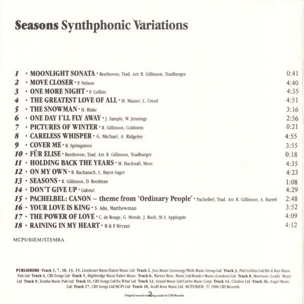 Synthphonic Variations : Seasons (CD)
