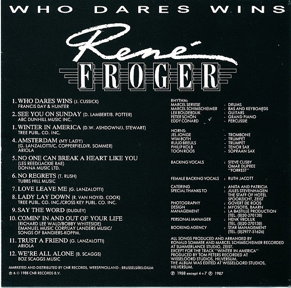 René Froger : Who Dares Wins (CD, Album)