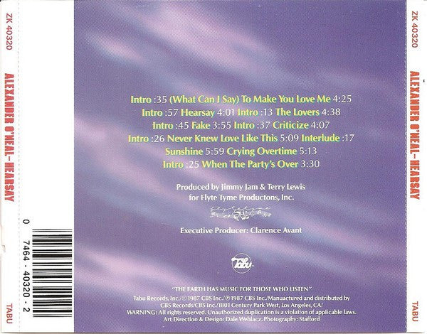 Alexander O'Neal : Hearsay (CD, Album)