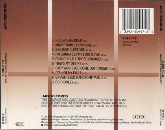 Buddy Holly : For The First Time Anywhere (CD, Album)