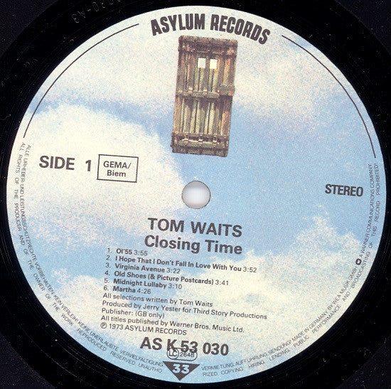 Tom Waits : Closing Time (LP, Album, RE)