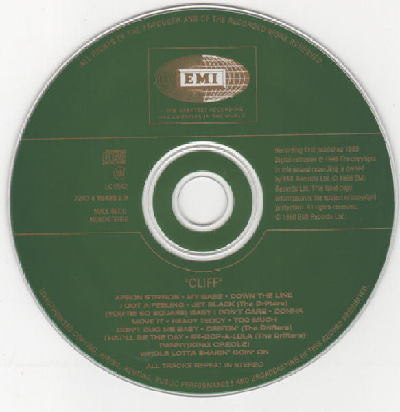 Cliff Richard & The Drifters : Cliff (CD, Album, Mono, Gre)