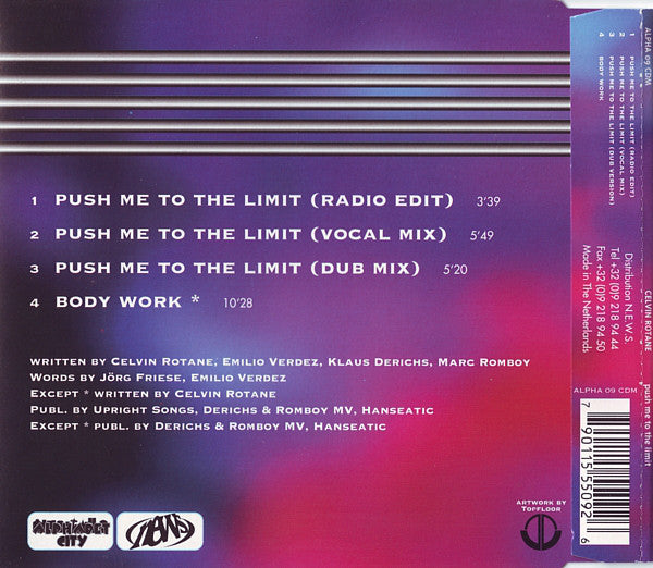Celvin Rotane : Push Me To The Limit (CD, Maxi)