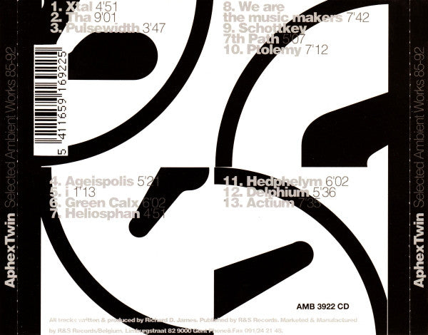Aphex Twin : Selected Ambient Works 85-92 (CD, Album, RE, Wit)