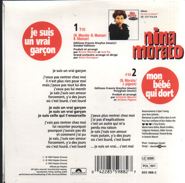 Nina Morato : Je Suis Un Vrai Garçon (CD, Single)