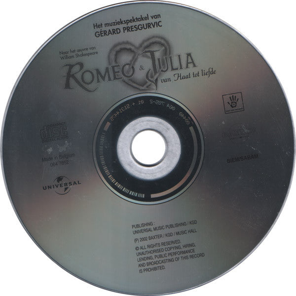 "Romeo & Julia - Van Haat Tot Liefde" Vlaamse Cast : Romeo & Julia - Van Haat Tot Liefde (CD, Album)