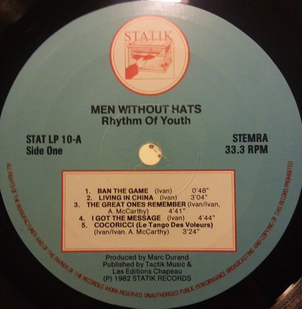 Men Without Hats : Rhythm Of Youth (LP, Album)