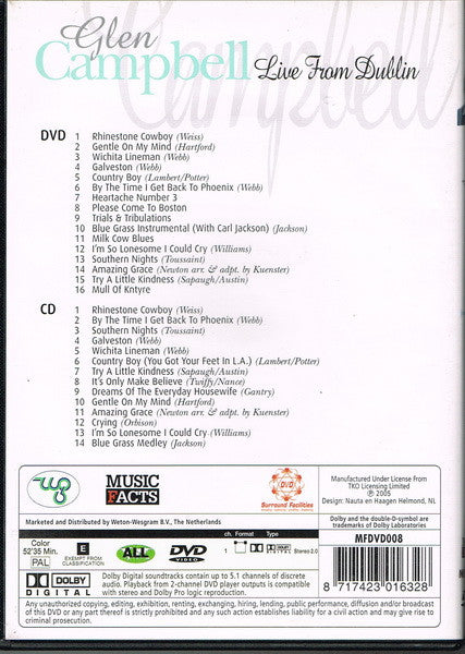 Glen Campbell : Live From Dublin (DVD-V, PAL, Dol + CD)