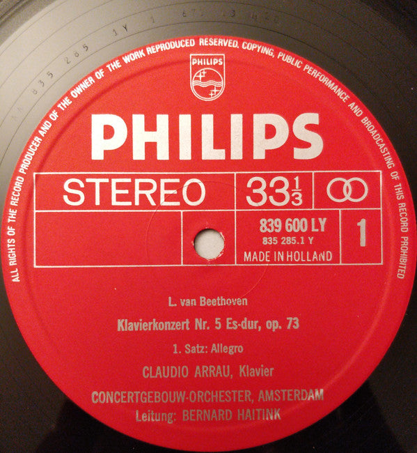 Claudio Arrau, Concertgebouworkest, Bernard Haitink - Ludwig van Beethoven : Klavierkonzert Nr. 5 (LP)