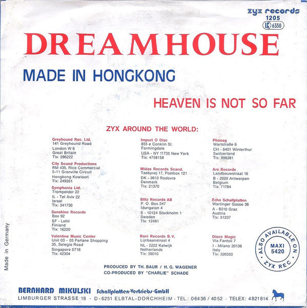 Dreamhouse (7) : Made In Hongkong (7", Single)