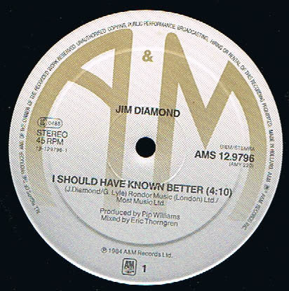 Jim Diamond : I Should Have Known Better (12", Maxi)