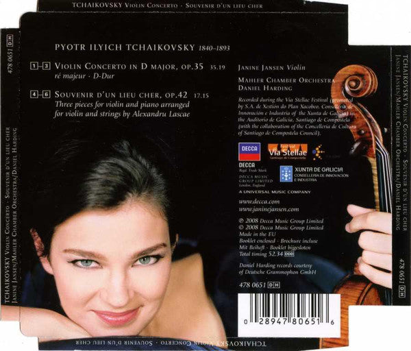 Janine Jansen, Pyotr Ilyich Tchaikovsky, Mahler Chamber Orchestra, Daniel Harding : Violin Concerto · Souvenir D'un Lieu Cher (CD, Album, Sup)