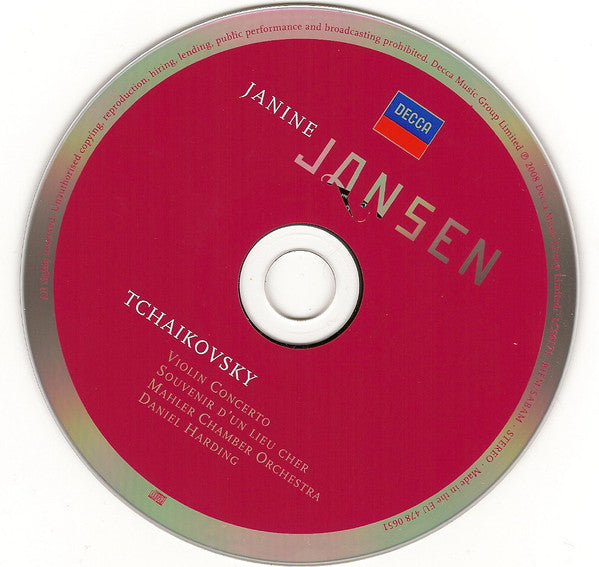 Janine Jansen, Pyotr Ilyich Tchaikovsky, Mahler Chamber Orchestra, Daniel Harding : Violin Concerto · Souvenir D'un Lieu Cher (CD, Album, Sup)