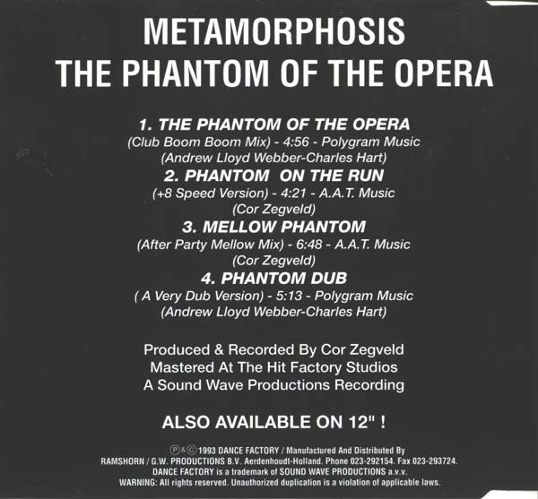 Metamorphosis (4) : The Phantom Of The Opera (CD, Maxi)