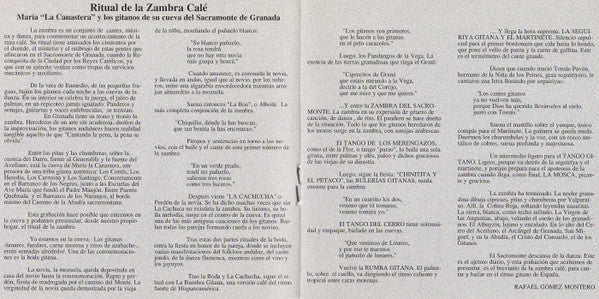 María "La Canastera" Y Su Conjunto : Ritual De La Zambra Calé (CD, RE)