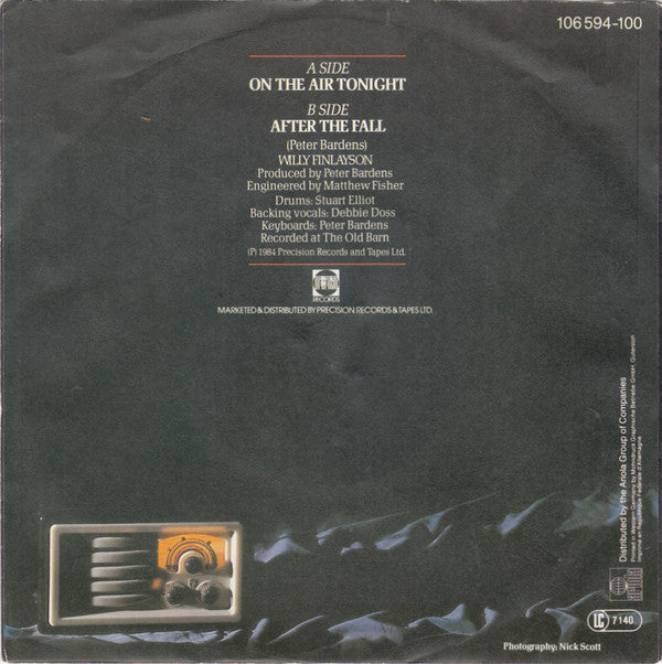 Willy Finlayson : On The Air Tonight (7", Single)
