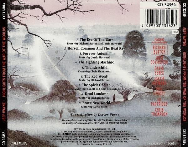 Jeff Wayne : Highlights From Jeff Wayne's Musical Version Of The War Of The Worlds (CD, Album, RE)