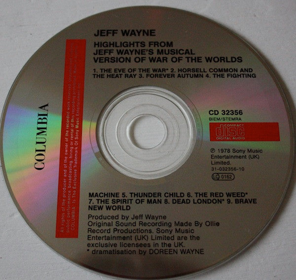 Jeff Wayne : Highlights From Jeff Wayne's Musical Version Of The War Of The Worlds (CD, Album, RE)