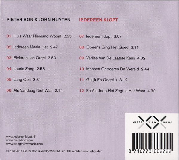 Pieter Bon & John Nuyten : Iedereen Klopt (CD, Album)