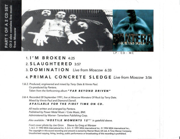 Pantera : I'm Broken / Slaughtered (CD, Single, CD1)