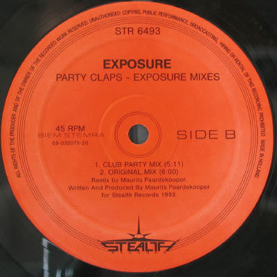 Exposure : Party Claps (Fresh Fruit And Exposure Mixes) (12")