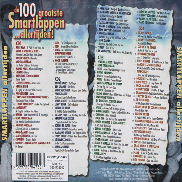 Various : De 100 Grootste  Smartlappen...allertijden! (4xCD, Comp)