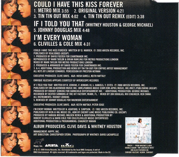 Whitney Houston & Enrique Iglesias : Could I Have This Kiss Forever (CD, Maxi)