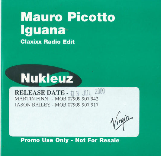 Mauro Picotto : Iguana (CD, Single, Promo)