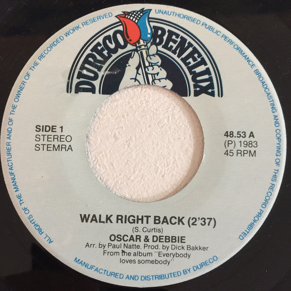 Oscar Harris & Debbie (6) : Walk Right Back (7", Single)