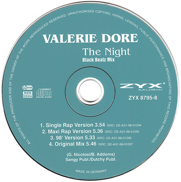 Valerie Dore : The Night (Black Beatz Mix) (CD, Maxi)
