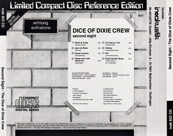 The Dice Of Dixie Crew : Second Sight (CD, Album, Ltd)