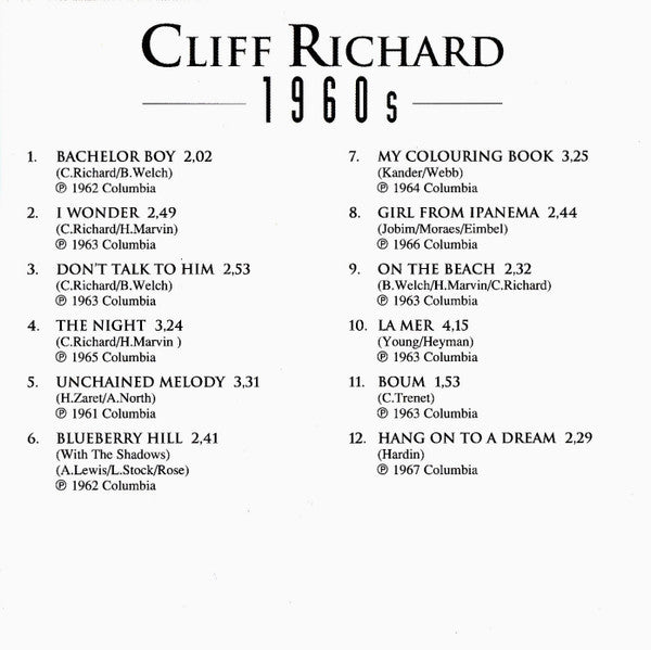 Cliff Richard : 1960s (CD, Comp)