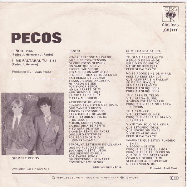 Pecos : Señor (7", Single)