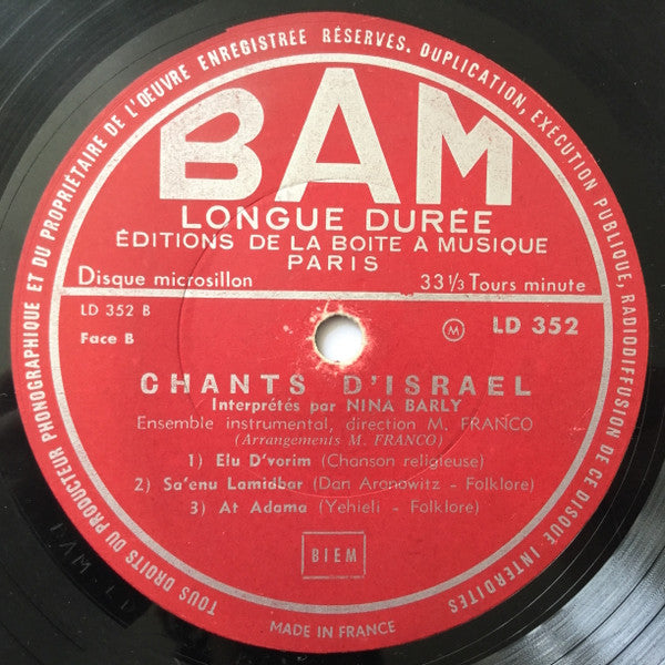 Nina Barly : Chants D'Israel (7", EP)