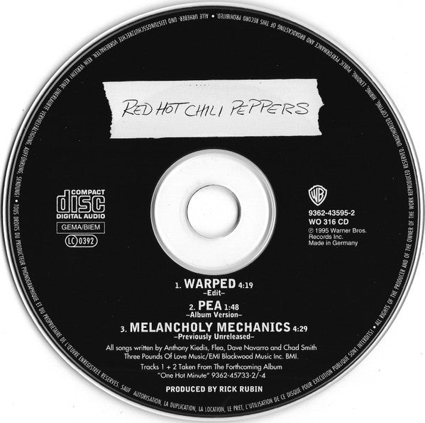 Red Hot Chili Peppers : Warped (CD, Single, WMM)