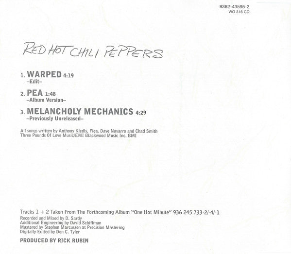 Red Hot Chili Peppers : Warped (CD, Single, WMM)