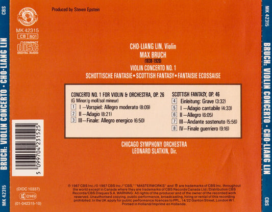 Max Bruch - Cho-Liang Lin, Chicago Symphony Orchestra, Leonard Slatkin : Violin Concerto No. 1 / Scottish Fantasy (CD)