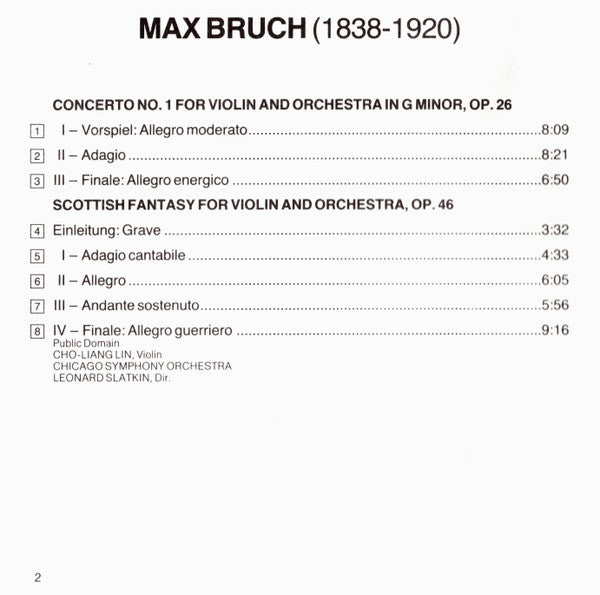 Max Bruch - Cho-Liang Lin, Chicago Symphony Orchestra, Leonard Slatkin : Violin Concerto No. 1 / Scottish Fantasy (CD)