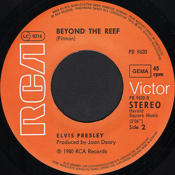 Elvis Presley : Are You Lonesome Tonight? (Lach-Version) (7", Single, Ora)