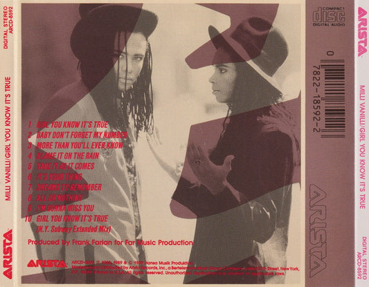 Milli Vanilli : Girl You Know It's True (CD, Album, -4 )