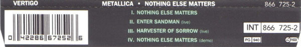 Metallica : Nothing Else Matters (CD, Single)