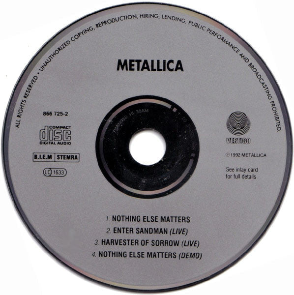 Metallica : Nothing Else Matters (CD, Single)