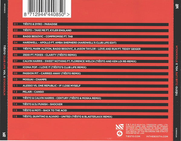 DJ Tiësto : Club Life Vol 3 Stockholm (CD, Mixed)