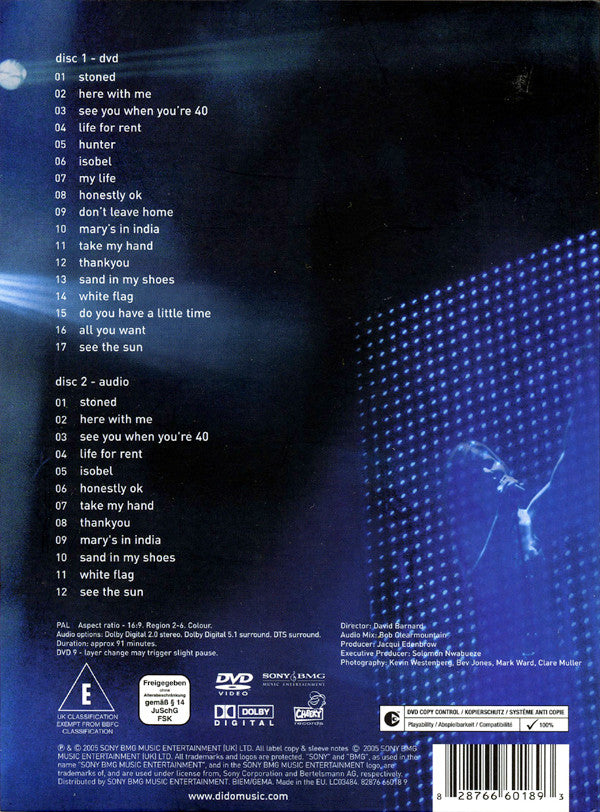 Dido : Live At Brixton Academy (DVD-V, PAL + CD, Bon)