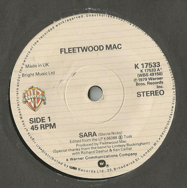 Fleetwood Mac : Sara (7", Single, Sol)