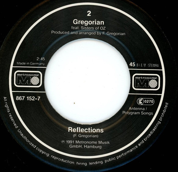 Gregorian (3) Feat. Sisters Of Oz : Once In A Lifetime (7", Single)