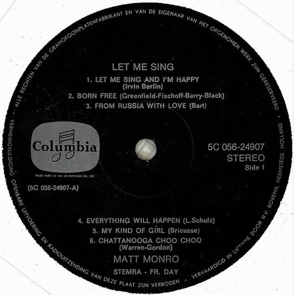 Matt Monro : Let Me Sing (LP, Comp)