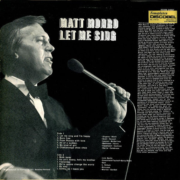Matt Monro : Let Me Sing (LP, Comp)