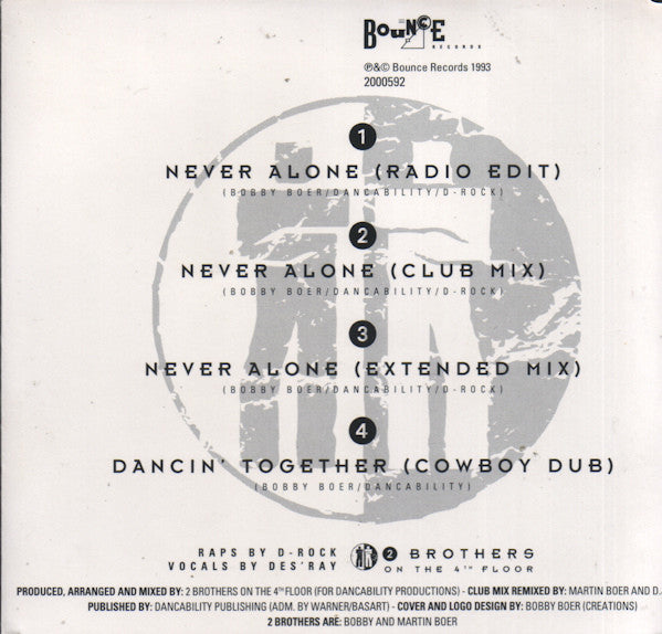 2 Brothers On The 4th Floor : Never Alone (CD, Maxi)